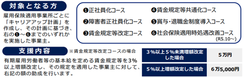 キャリアアップ助成金の対象となる方と支援の内容